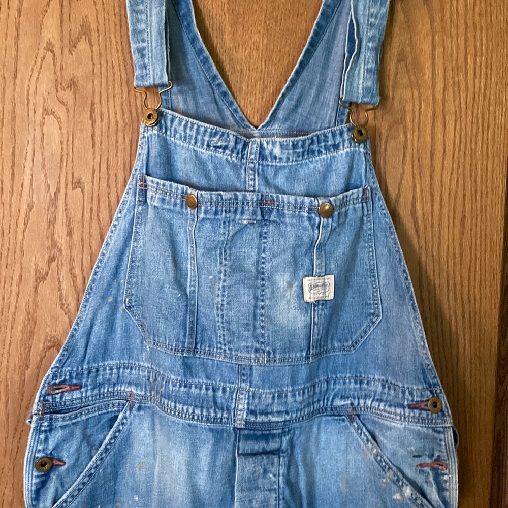 Ralph Lauren Denim & Supply distressed painted overalls size large